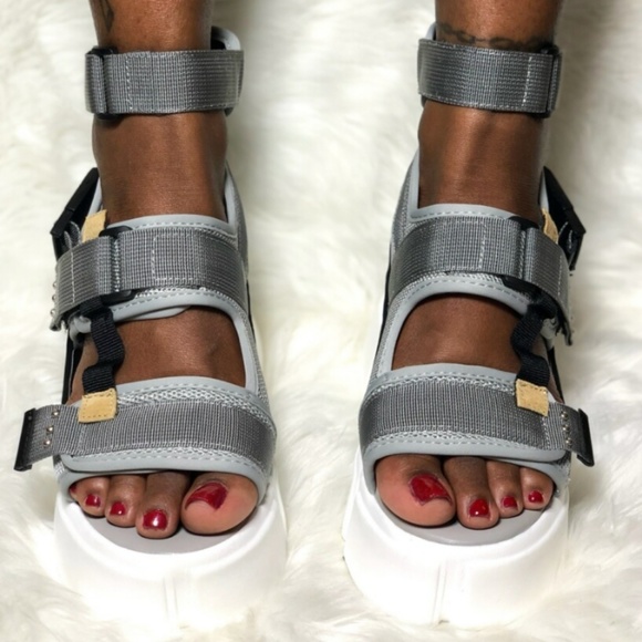 Women's Grey Extra Chunky Sandals - Picture 3 of 7